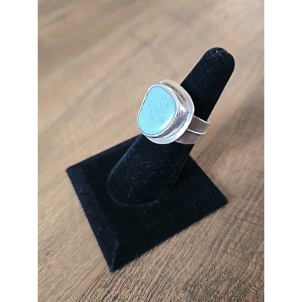 Vintage The Dreamer Sterling Silver Ring W/Blue Green Stone Handcrafted Size 6.5